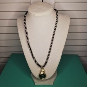 Handmade Teal and Gold Necklace Retro